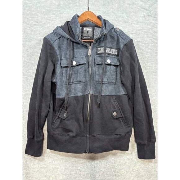 UNK NBA Miami Heat Men's Zip Hoodie S Black Gray Casual Jacket - Picture 1 of 8